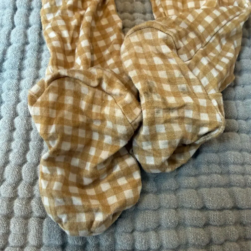 Forever French Bamboo Baby Outfit Set 3-6 Months Boy Footie Pants Gingham Check